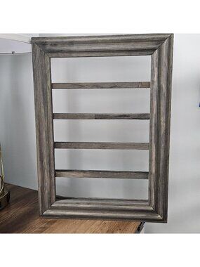 5 Tier Wall Mounted Vintage Gray Wood Challenge Coin Display Rack Shelf